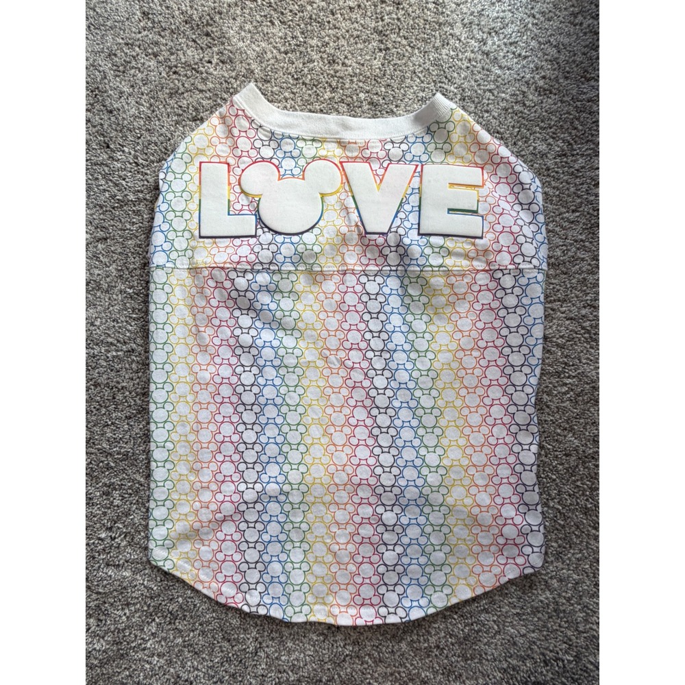 Disney Pride Collection Rainbow Mickey Mouse Pet Spirit Jersey White XL EUC